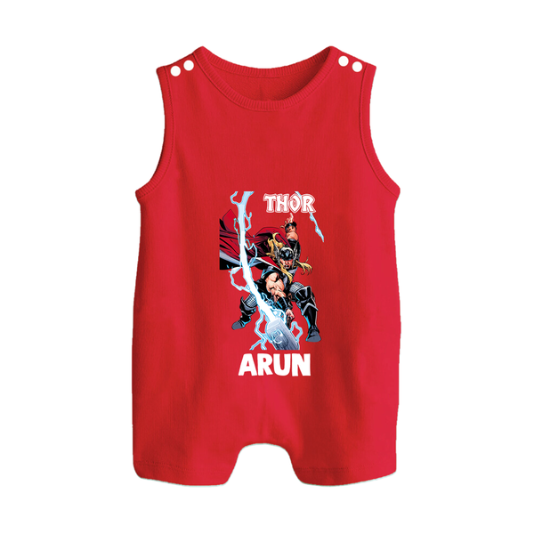 Mighty Thor Lightning Strike Button Romper - RED - New Born (Chest 18")