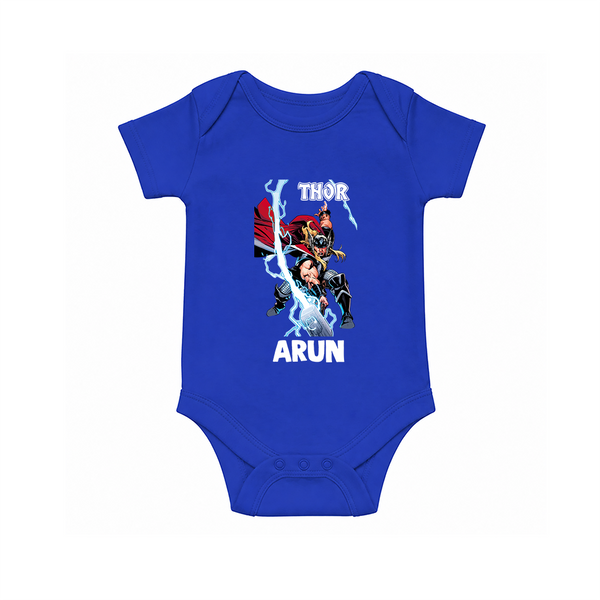Mighty Thor Lightning Strike Baby Romper - COBALT BLUE - New Born (Chest 14")