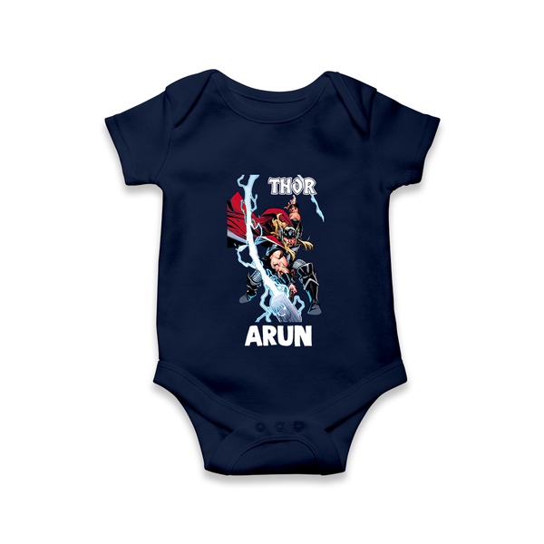 Mighty Thor Lightning Strike Baby Romper - NAVY BLUE - New Born (Chest 14")