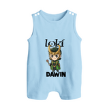  Mischief Maker Loki Chibi Button Romper - BABY BLUE - New Born (Chest 18")