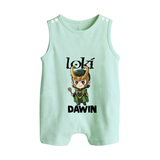  Mischief Maker Loki Chibi Button Romper - MINT GREEN - New Born (Chest 18")