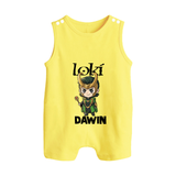  Mischief Maker Loki Chibi Button Romper - PASTEL YELLOW - New Born (Chest 18")