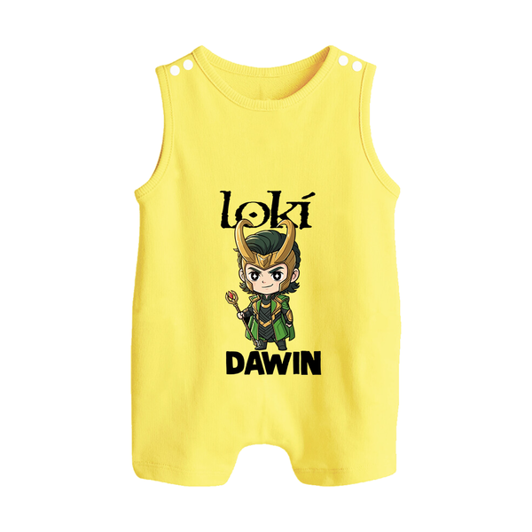  Mischief Maker Loki Chibi Button Romper - PASTEL YELLOW - New Born (Chest 18")