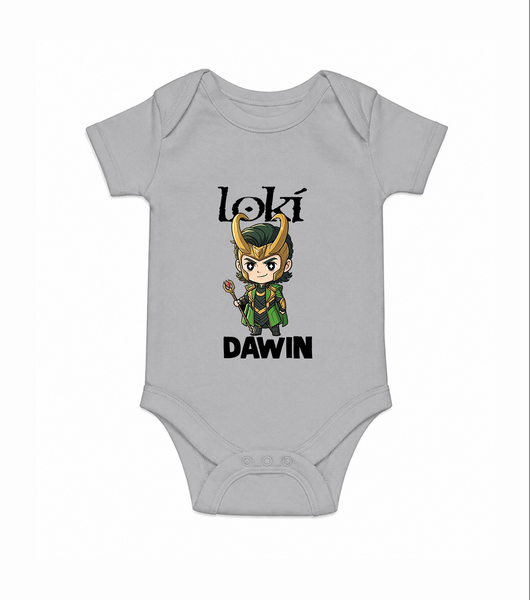  Mischief Maker Loki Chibi Romper - GREY - New Born (Chest 14")