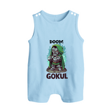  Doctor Doom Supervillain Button Romper - BABY BLUE - New Born (Chest 18")