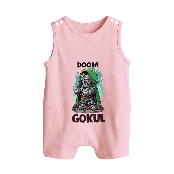  Doctor Doom Supervillain Button Romper - BABY PINK - New Born (Chest 18")