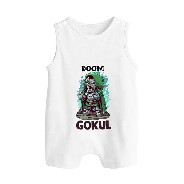  Doctor Doom Supervillain Button Romper - WHITE - New Born (Chest 18")