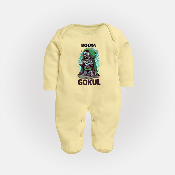  Doctor Doom Supervillain Full Body Suit - PASTEL YELLOW - New Born (Chest 7.5")