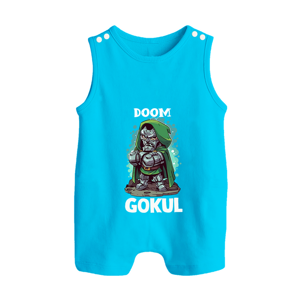  Doctor Doom Supervillain Button Romper - SKY BLUE - New Born (Chest 18")