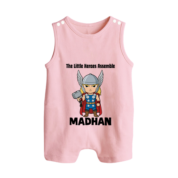 Little Thunder Warrior Graphic Button Romper - BABY PINK - New Born (Chest 18")