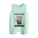 Little Thunder Warrior Graphic Button Romper - MINT GREEN - New Born (Chest 18")