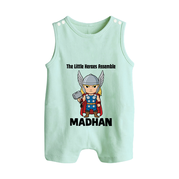 Little Thunder Warrior Graphic Button Romper - MINT GREEN - New Born (Chest 18")