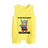Little Thunder Warrior Graphic Button Romper - PASTEL YELLOW - New Born (Chest 18")