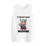 Little Thunder Warrior Graphic Button Romper - WHITE - New Born (Chest 18")