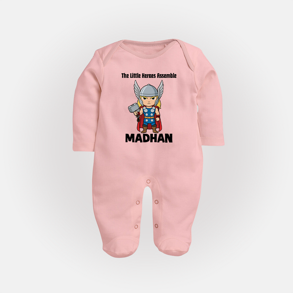 Little Thunder Warrior Graphic Full Body Suit - BABY PINK - New Born (Chest 7.5")