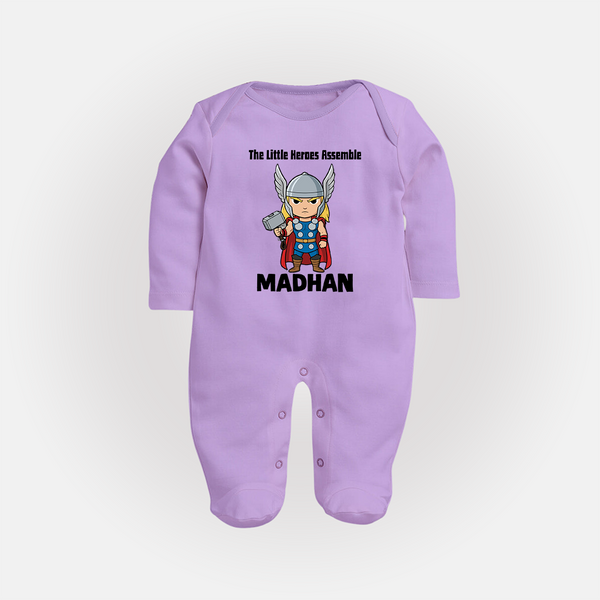 Little Thunder Warrior Graphic Full Body Suit - LILAC - New Born (Chest 7.5")