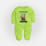 Little Thunder Warrior Graphic Full Body Suit - LIME GREEN - New Born (Chest 7.5")