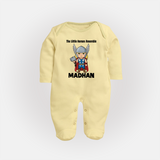 Little Thunder Warrior Graphic Full Body Suit - PASTEL YELLOW - New Born (Chest 7.5")