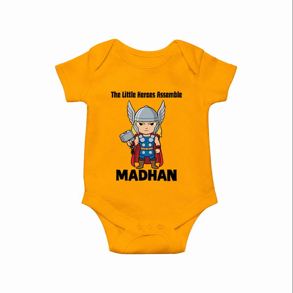 Little Thunder Warrior Graphic Romper - CHROME YELLOW - New Born (Chest 14")