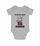 Little Thunder Warrior Graphic Romper - GREY - New Born (Chest 14")