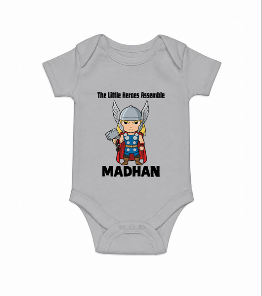 Little Thunder Warrior Graphic Romper - GREY - New Born (Chest 14")