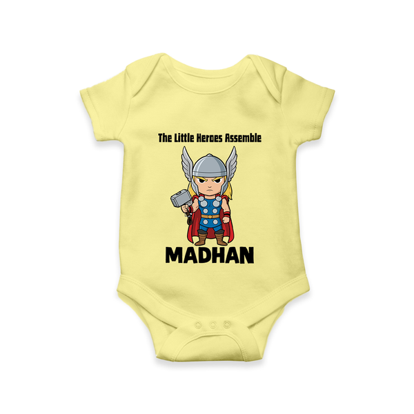 Little Thunder Warrior Graphic Romper - PASTEL YELLOW - New Born (Chest 14")