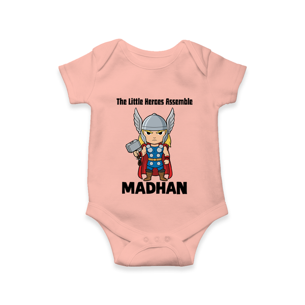 Little Thunder Warrior Graphic Romper - PEACH - New Born (Chest 14")