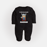 Little Thunder Warrior Graphic Full Body Suit - BLACK - New Born (Chest 7.5")