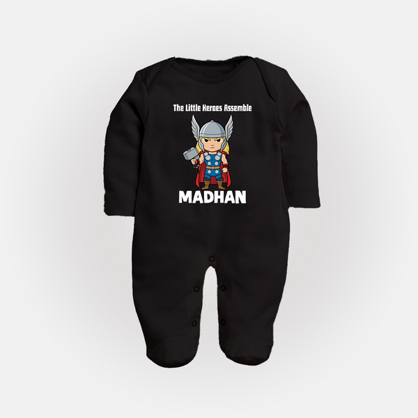 Little Thunder Warrior Graphic Full Body Suit - BLACK - New Born (Chest 7.5")