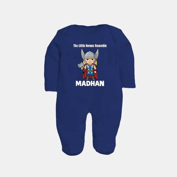 Little Thunder Warrior Graphic Full Body Suit - NAVY BLUE - New Born (Chest 7.5")