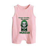 After Snacks Superhero Squad Button Romper - BABY PINK - New Born (Chest 18")