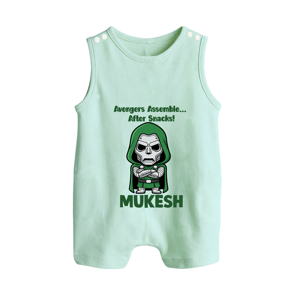 After Snacks Superhero Squad Button Romper - MINT GREEN - New Born (Chest 18")