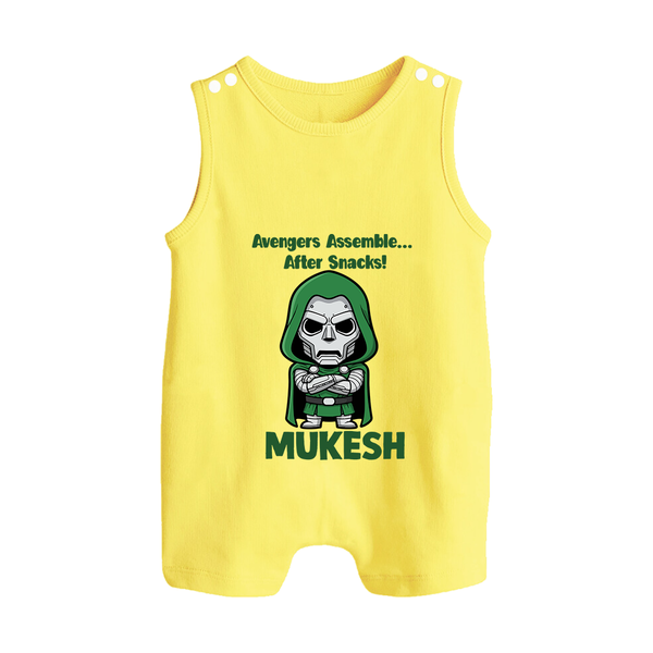 After Snacks Superhero Squad Button Romper - PASTEL YELLOW - New Born (Chest 18")