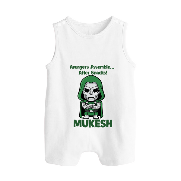 After Snacks Superhero Squad Button Romper - WHITE - New Born (Chest 18")