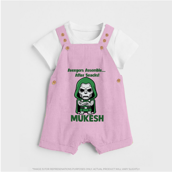 After Snacks Superhero Squad Dungaree - BABY PINK - 0 - 5 Months Old (Chest 18")