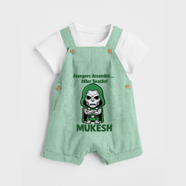 After Snacks Superhero Squad Dungaree - MINT GREEN - 0 - 5 Months Old (Chest 18")