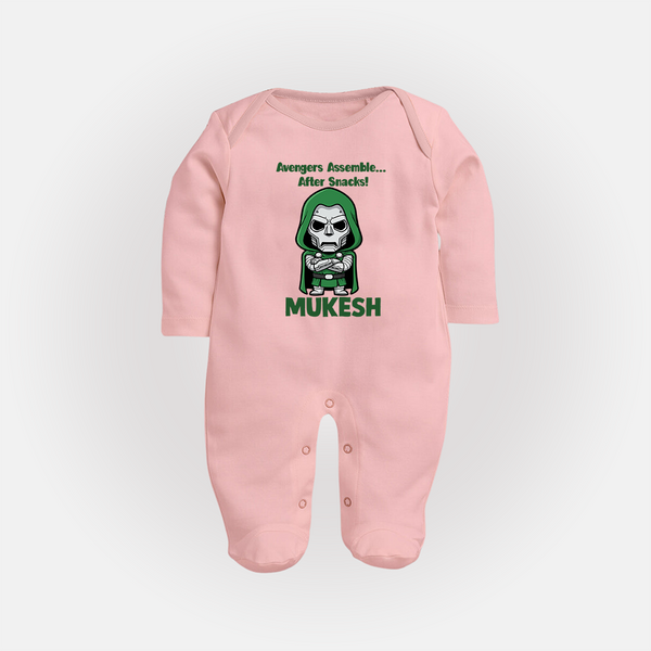 After Snacks Superhero Squad Full Body Suit - BABY PINK - New Born (Chest 7.5")