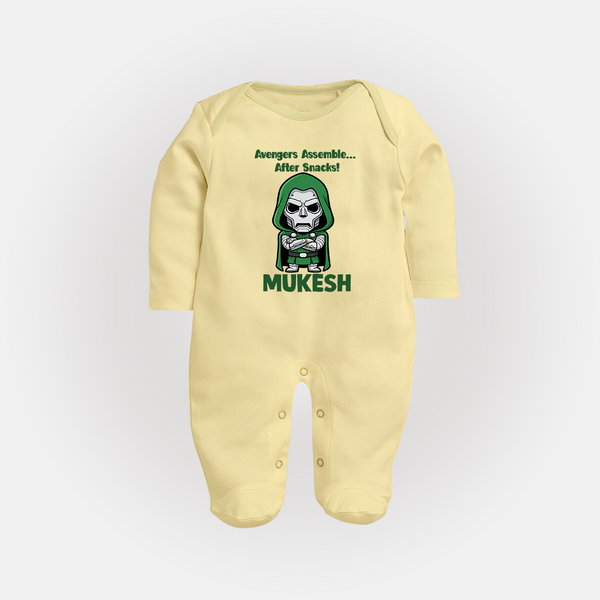 After Snacks Superhero Squad Full Body Suit - PASTEL YELLOW - New Born (Chest 7.5")