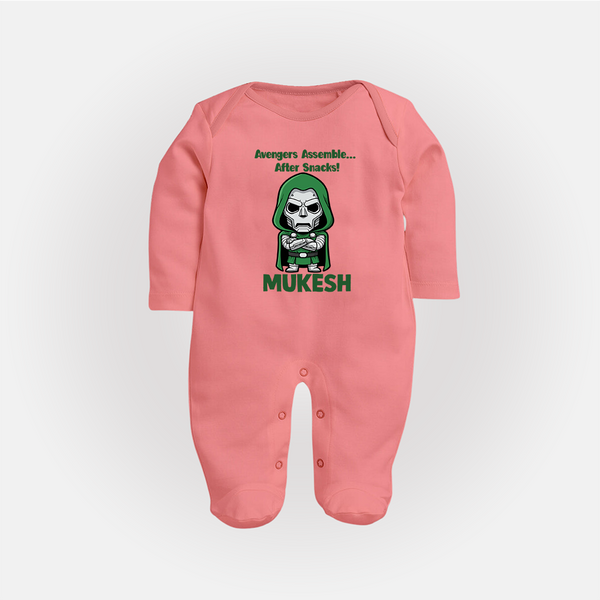 After Snacks Superhero Squad Full Body Suit - PEACH - New Born (Chest 7.5")