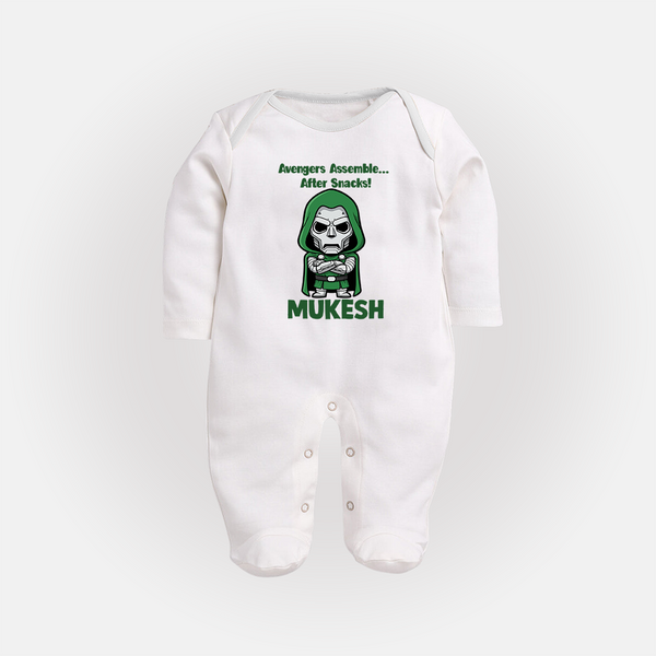 After Snacks Superhero Squad Full Body Suit - WHITE - New Born (Chest 7.5")