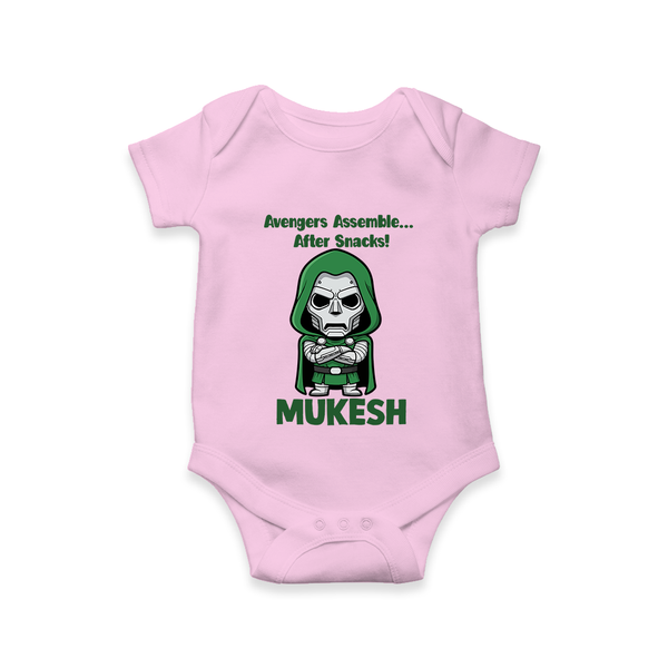 After Snacks Superhero Squad Romper - BABY PINK - New Born (Chest 14")