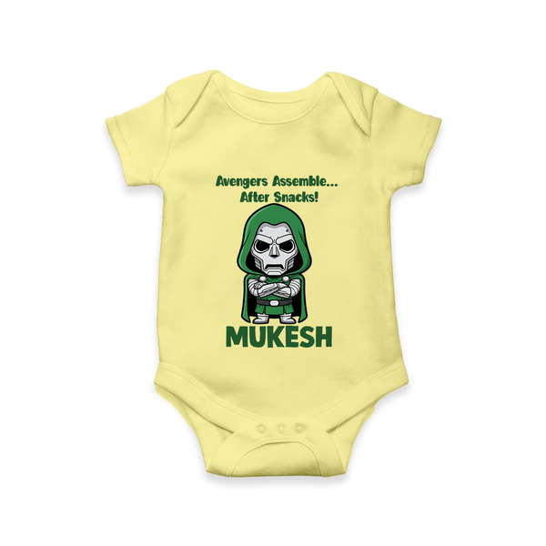 After Snacks Superhero Squad Romper - PASTEL YELLOW - New Born (Chest 14")