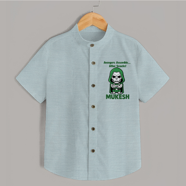After Snacks Superhero Squad Shirt - ARCTIC BLUE - 0 - 6 Months Old (Chest 23")
