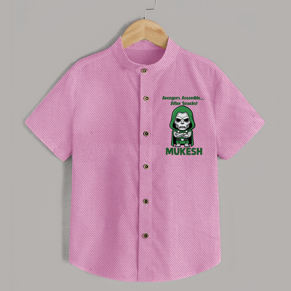 After Snacks Superhero Squad Shirt - BABY PINK - 0 - 6 Months Old (Chest 23")