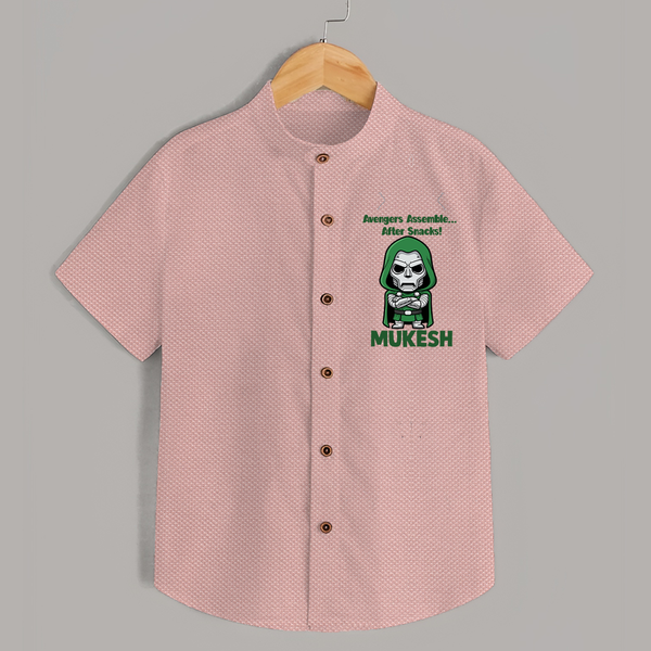 After Snacks Superhero Squad Shirt - PEACH - 0 - 6 Months Old (Chest 23")