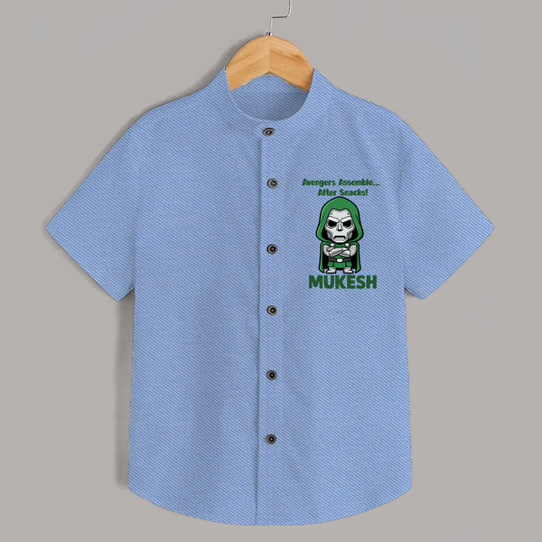 After Snacks Superhero Squad Shirt - SKY BLUE - 0 - 6 Months Old (Chest 23")