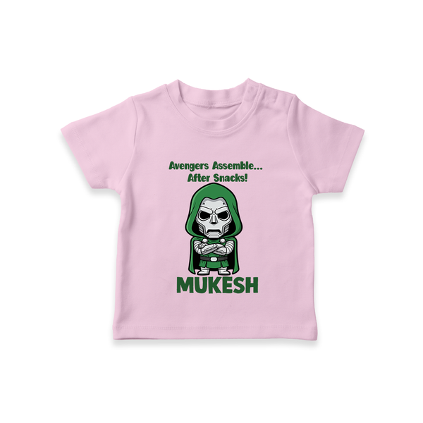 After Snacks Superhero Squad TShirt - BABY PINK - 0-5 Months Old (Chest 17")