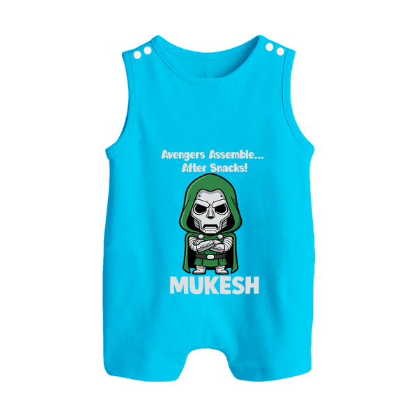 After Snacks Superhero Squad Button Romper - SKY BLUE - New Born (Chest 18")