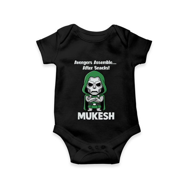 After Snacks Superhero Squad Romper - BLACK - New Born (Chest 14")