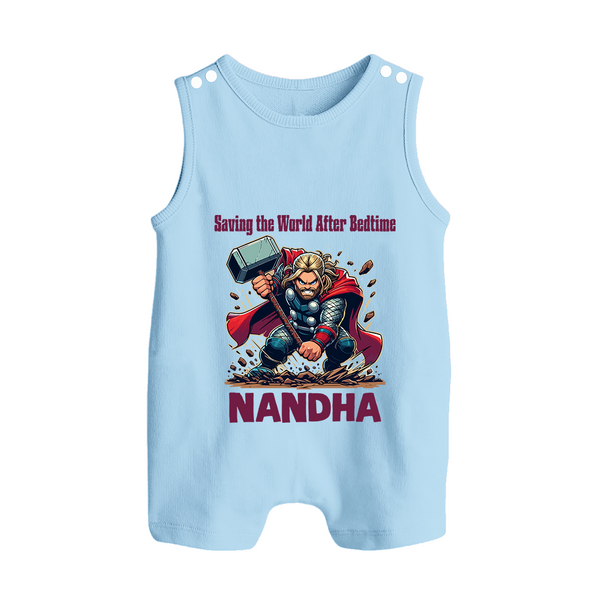  Bedtime World Saver Button Romper - BABY BLUE - New Born (Chest 18")